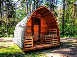 Buitentuin Houten Sauna Red Cedar Met Elektrische Kachel En Veranda (13)