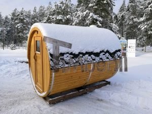 Outdoor Barrel Sauna Met Een Panoramisch Raam (2)
