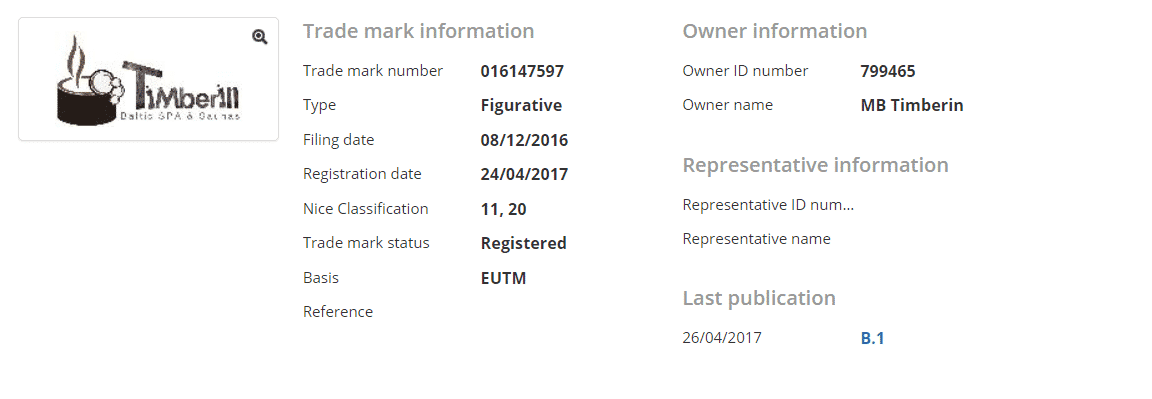 Registratie van het merk TimberIN bij het EUIPO