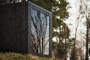 TimberIN Nordic Cube detail van zijwand en glas